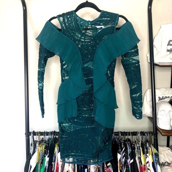 Akira Demi High Cold Shoulder Bodycon Cocktail Dress - Picture 1 of 5